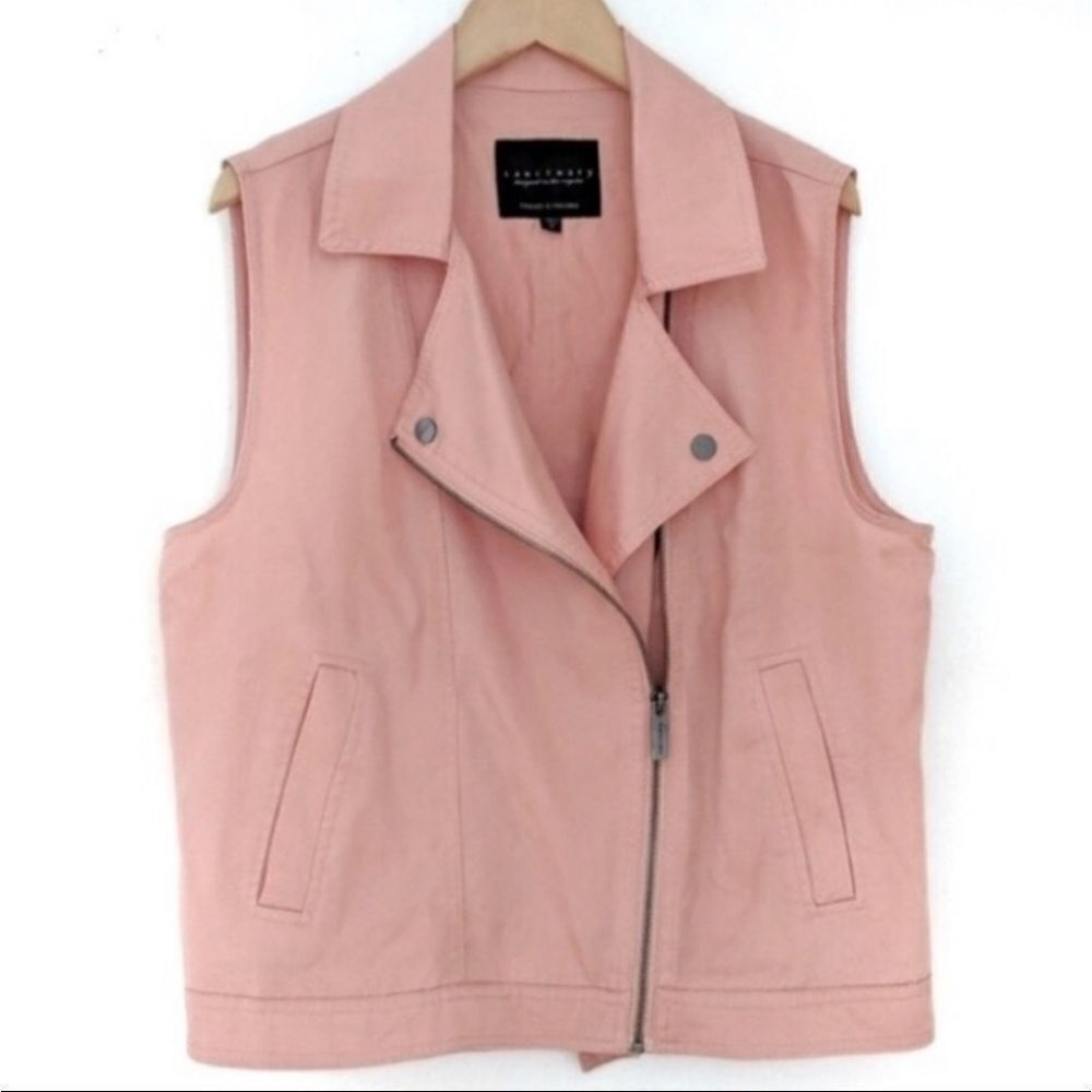 NWT Sanctuary Blush Pink Tencel Moto Vest (M)